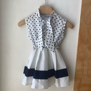 Vintage 80s navy and white nautical dot dress size 2T